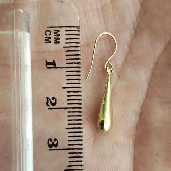 14kt gold teardrop dangle earrings - Picture 3 of 5